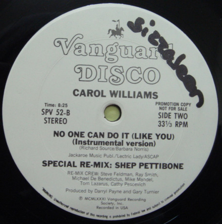 画像: Carol Williams - No One Can Do It -Shep Pettibone Mix-(Promo)