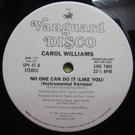 画像: Carol Williams - No One Can Do It (Promo)