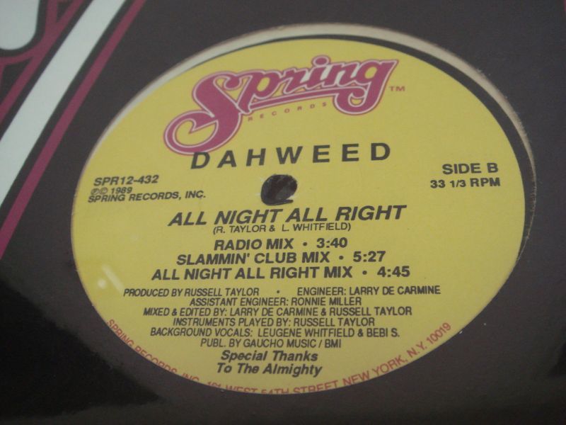 画像: Dahweed - All Night All Right (Sealed)