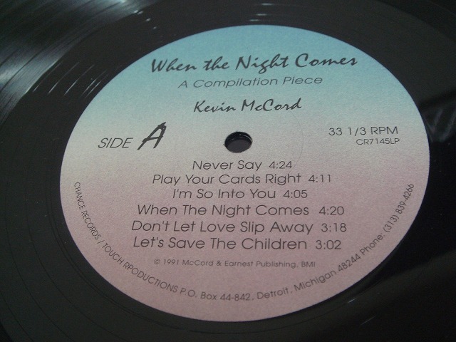 画像:  Kevin McCord ‎– When The Night Comes   LP