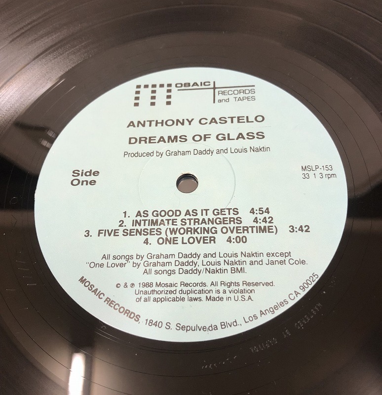 画像:  Anthony Castelo ‎– Dreams Of Glass LP