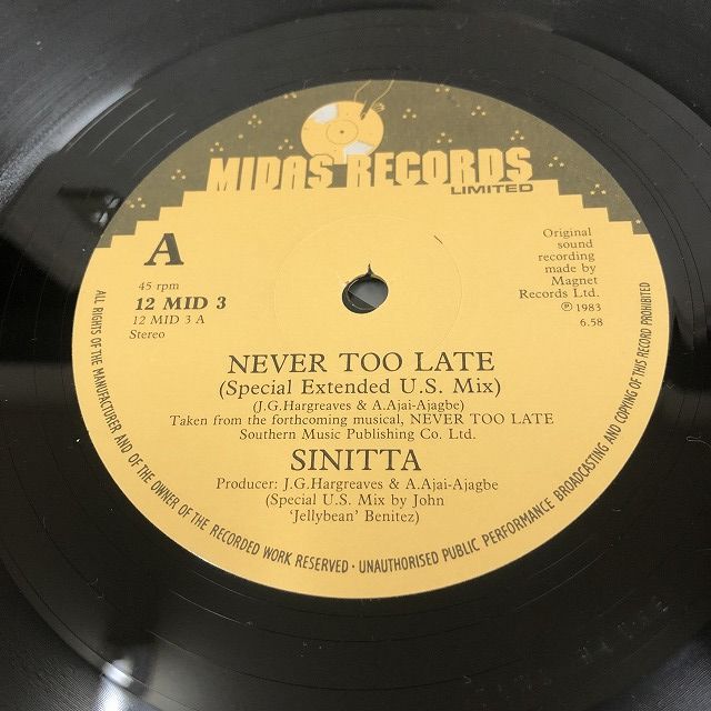 画像: Sinitta - Never Too Late  Special Extended US Mix