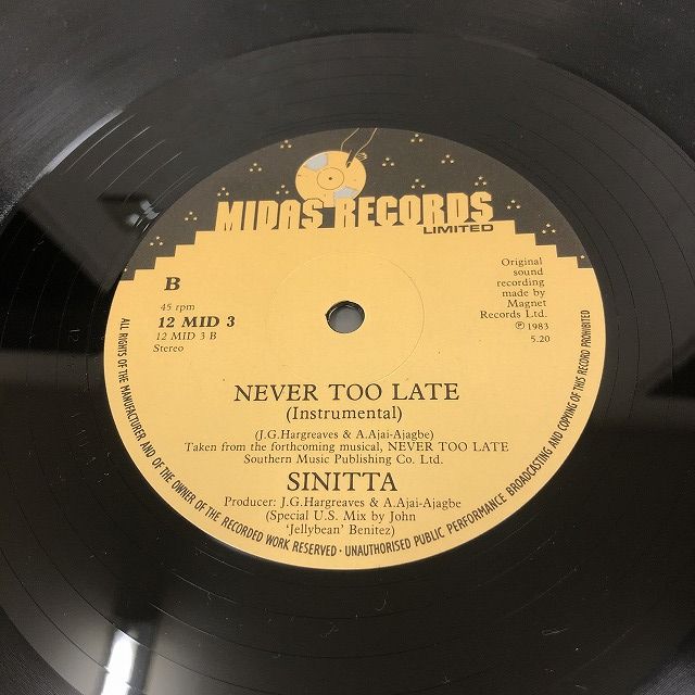 画像: Sinitta - Never Too Late  Special Extended US Mix