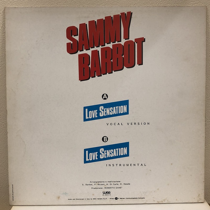 画像:  Sammy Barbot ‎- Love Sensation 