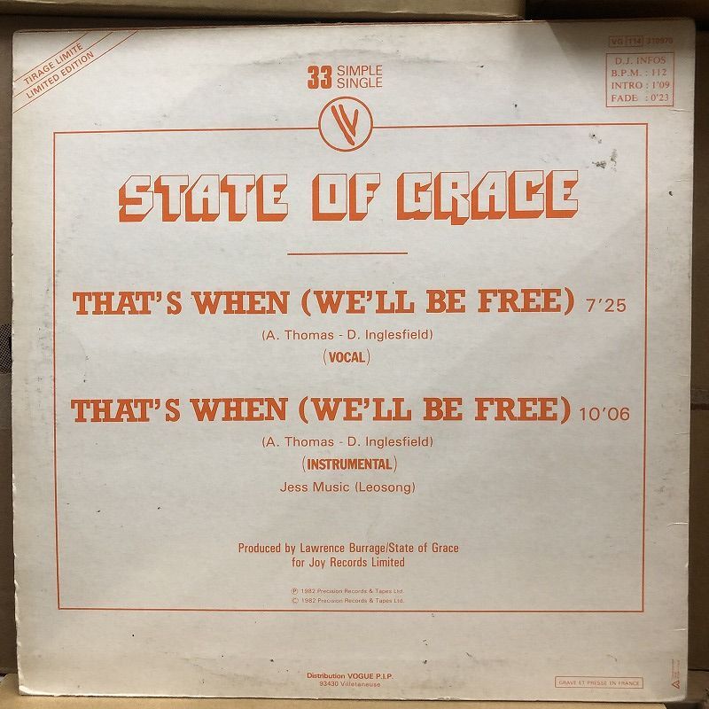 画像: State of Grace - That's When We'll Be Free (New US Remix)